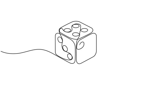 Self drawing line animation Two Dice casino gambling continuous one single line drawn concept video