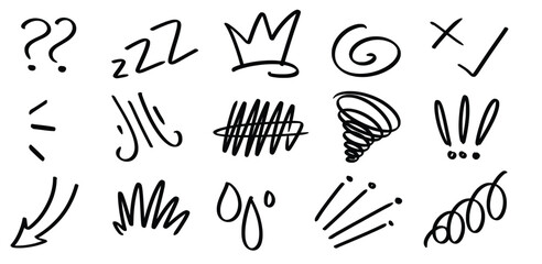 Set of hand drawn cute movement theme Isolated Vector