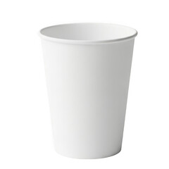 A white disposable paper cup on an isolated transparent background for everyday use