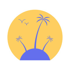 Tropical island silhouette