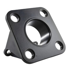 Black Powder-Coated Engine Mount Bracket with Laser-Cut Holes