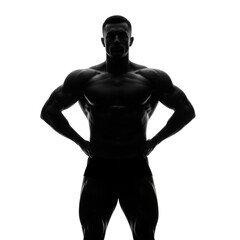 Fototapeta premium Silhouette of a muscular man standing confidently isolated on transparent background
