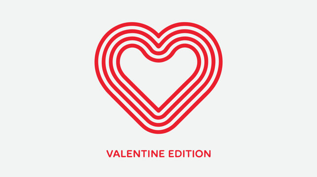 A valentine's day themed double layer wavy line heart logo on a light background with red text that reads valentine edition