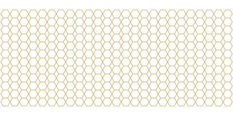 Elegant golden outline hexagonal pattern forming a sophisticated seamless geometric background, perfect for modern design and abstract concepts