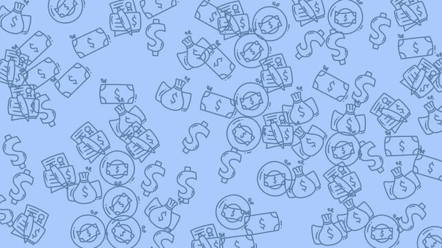Seamless blue robot doodle pattern animated background.