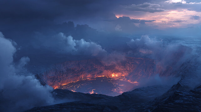 A breathtaking aerial view of a volcanic eruption, showcasing the raw power and beauty of nature