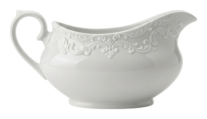 Elegant white porcelain creamer kitchen product minimalist isolated on transparent background
