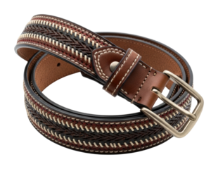 Elegant leather belt fashion accessory isolated on transparent background