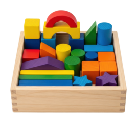 Creative playtime building blocks educational toy fun isolated on transparent background