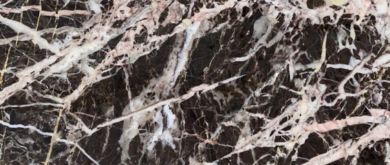 Ciemne marmurowe tło z jasnymi żyłkami, elegancka kamienna tekstura.