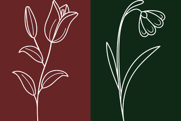 Simple outline drawing of flowers