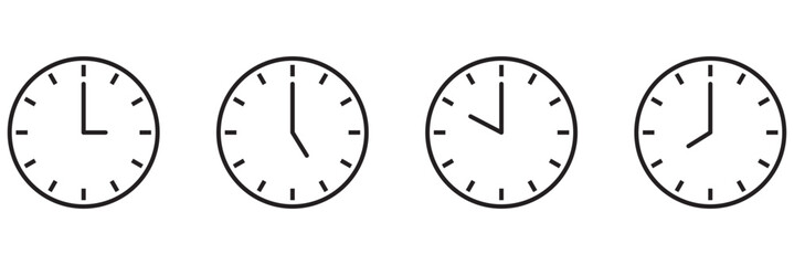 Set of clock icons. Clock, time.