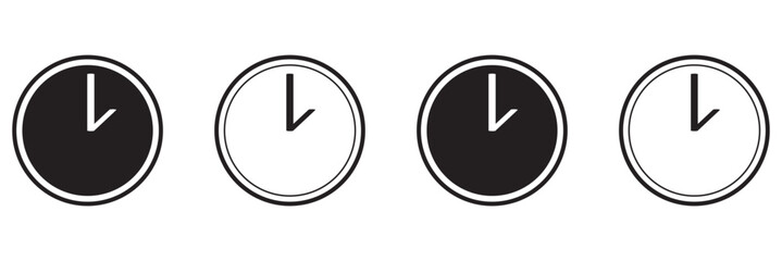 Clock icons in line style set isolated on white background. Time icon. Vector