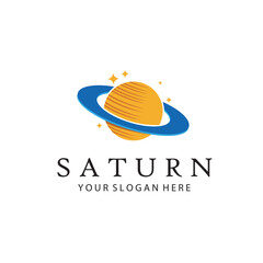 design of planet saturn with stars isolated on white background © Alexkava