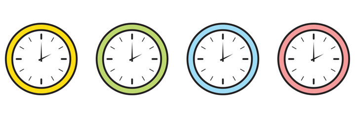 Clock icons in line style set isolated on white background. Time icon. Vector