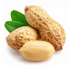Close-up of peanuts with leaves, showcasing textures and colors