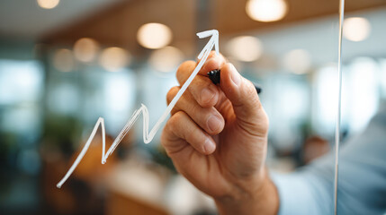 Hand drawing upward trend in business growth