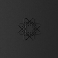 Christmas black star ornament on dark background.