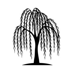 Dramatic Weeping Willow Tree Silhouettes Vector Art © MDJAHID