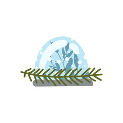 Miniature winter world inside a glass dome snow globe, festive holiday decoration piece. © Julia