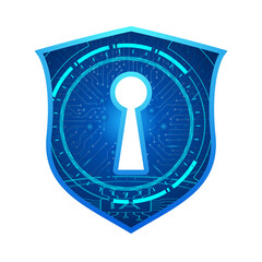 Cyber Security Shield with Keyhole Icon