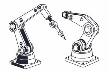 Automation Robot Arms Concept Illustration  Flat V Vector Illustration