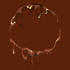 Chocolate melt flow border frame liquid banner concept. Vector design graphic illustration