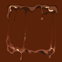 Chocolate melt flow border frame liquid banner concept. Vector design graphic illustration