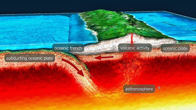 Types of plate motions when oceanic plates collide with each other.