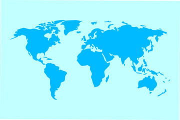 Fototapeta premium Flat Vector Illustration of All Continents in Separate Solid Colors — Modern Minimal Infographic World Map