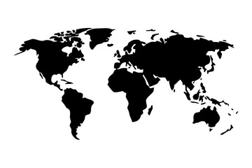 Flat Vector Illustration of All Continents in Separate Solid Colors &mdash; Modern Minimal Infographic World Map