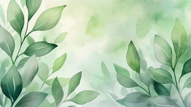 Watercolor Leafy Background &ndash; Soft Nature Art