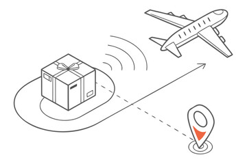 Package Tracking Abstract Icon  Minimal Style  Whi Vector Illustration