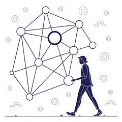 Abstract Network Connection Shapes  White Backgrou (2) Vector Illustration