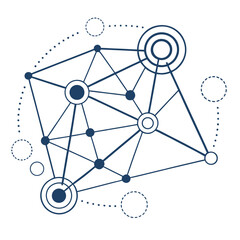 Abstract Network Connection Shapes  White Backgrou Vector Illustration