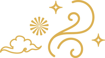 Gold Cloud Swirl Star Decorative Element