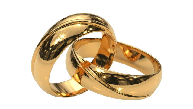 Interlocking Gold Wedding Rings on a Transparent PNG Image