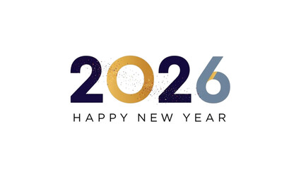Happy New Year 2026 golden glitter design for the first day of the New Year.