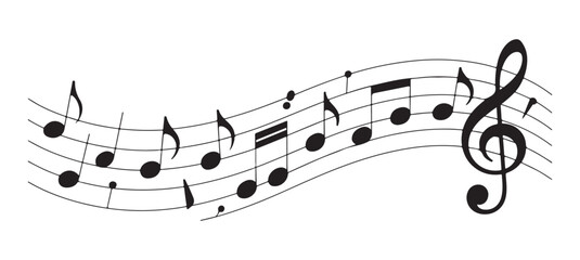 black music notes vector icon musical symbols for songs melody composition flat design