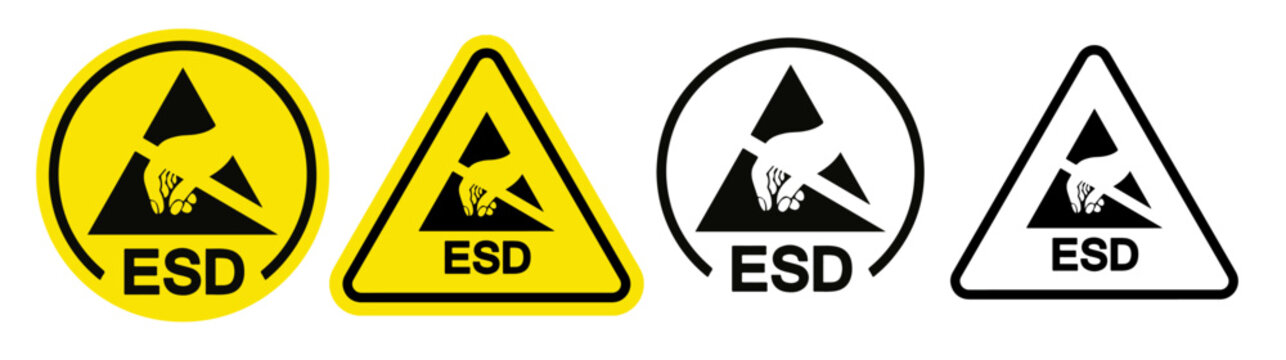 Warning Esd Protective Area Symbol Sign Stock Vector, ESD Protective Area Symbol Sign set , Vector Illustration, Isolated on White Background 
