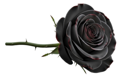 Dark Rose with Thorns, Transparent Background, PNG