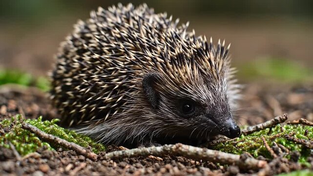 A Curious Hedgehog in its Woodland Habitat