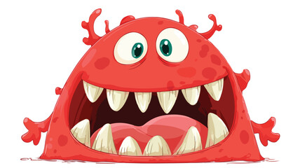 Playful Red Monster with Enormous Mouth - Cartoon Illustration
