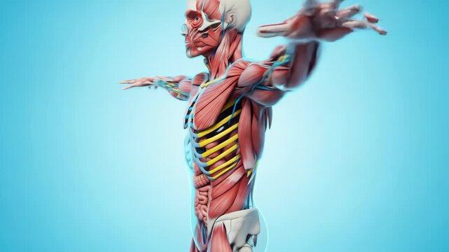 Anatomical Study: Human Body Structure and Organ Systems in Detailed Visual Animation