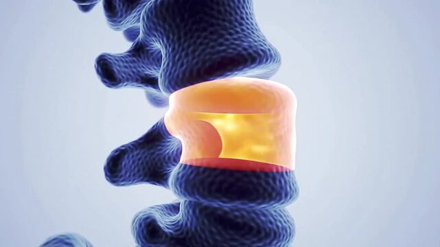 Human spine disc compression anatomy animation showing spinal column injury degeneration pain medical education healthcare science anatomy visualization