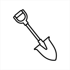 Hand Shovel Icon Vector, Garden Trowel Tool Outline, Soil Digging and Planting