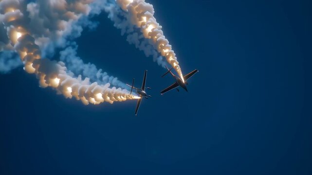 Skywriting show with two planes