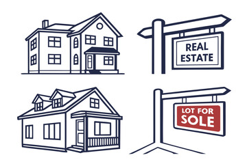 Fototapeta premium Real Estate Property Icons Set White Background (2) Vector Illustration