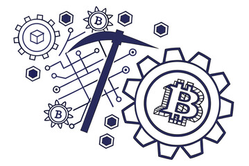 Obraz premium Cryptocurrency Mining Abstract Symbol No Logos W (3) Vector Illustration