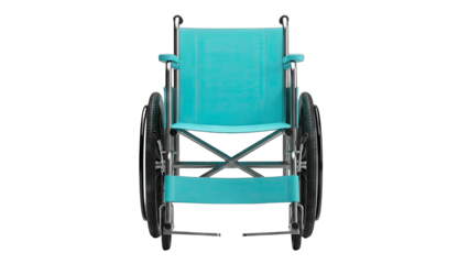 Turquoise Wheelchair Isolated on White Background